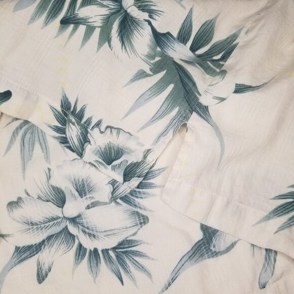 Knightsbridge Men XL Silk Blend Short Sleeve Button Up Hawaiian Ivory Shirt - Picture 7 of 15